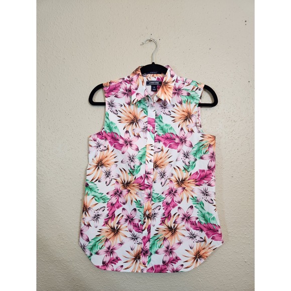 Land's End Womens Multicolor Floral Cotton Button Front Sleeveless Blouse Size 4 - Picture 1 of 6